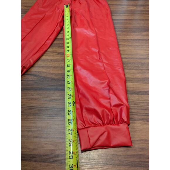 K Too Red Faux Leather Joggers- Size Large- - Picture 6 of 7